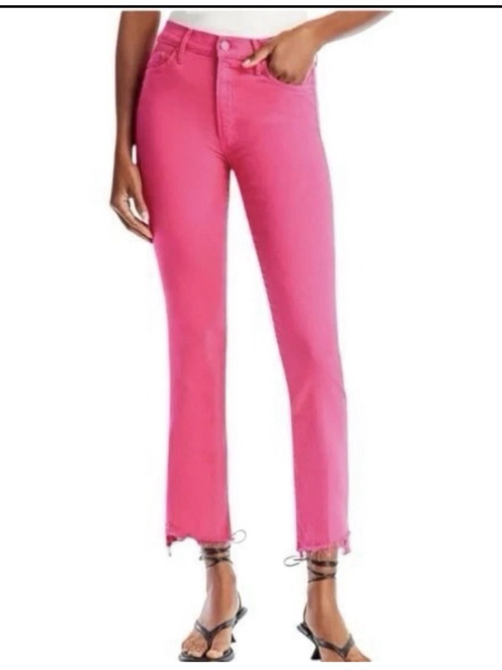 MOTHER Insider Crop Pink High-Rise Ankle Jeans